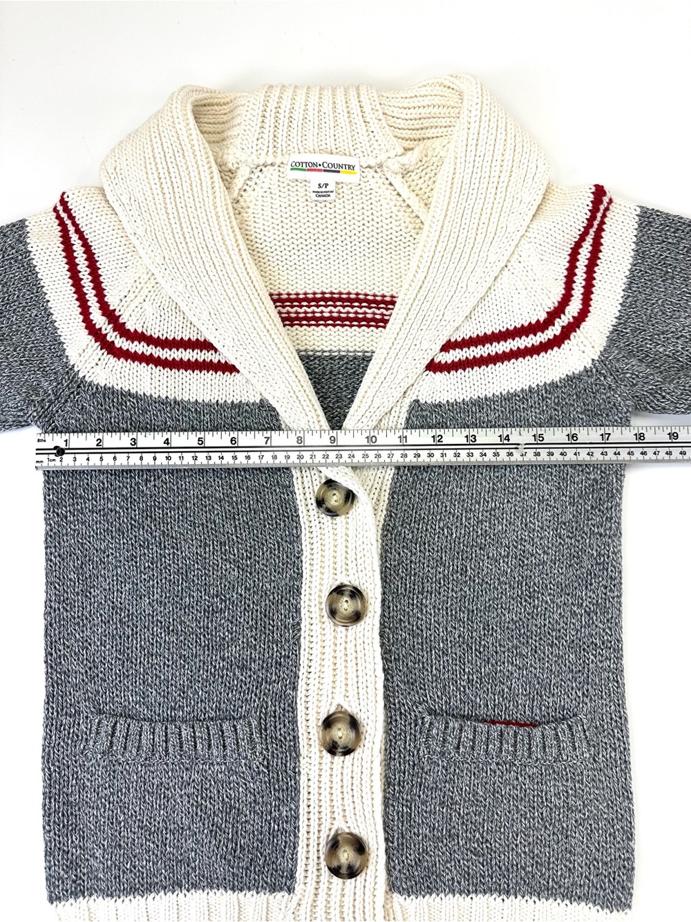 Cotton Country Parkhurst Cabin Cardigan Shawl Collar Cotton Knit Small Cabincore - Picture 3 of 11